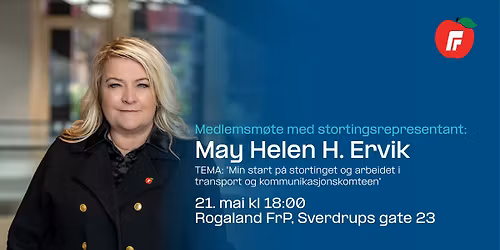 Medlemsm\u00f8te med stortingsrepresentant May Helen Hetland Ervik