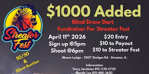 Blind Draw Dart Fundraiser for Streator Fest