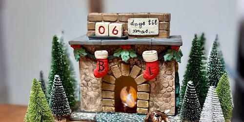 Pottery Handbuilt Christmas Fireplace
