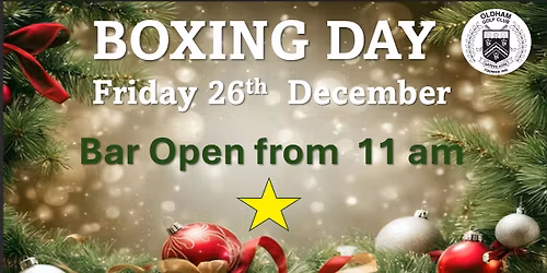 Boxing Day - bar open from 11 am