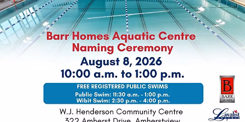 Barr Homes Aquatic Centre Naming Ceremony