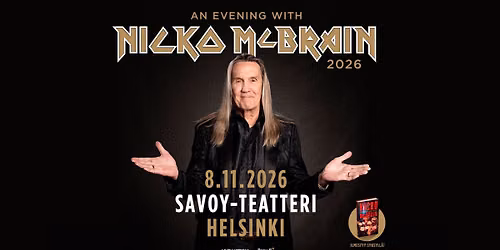 Nicko McBrain \u2013 An Evening With Nicko McBrain, Savoy-teatteri, Helsinki Su 8.11.2026