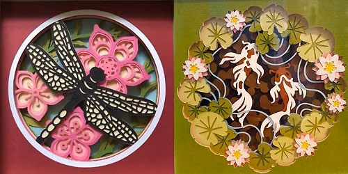Mini dragonfly and full size Koi Pond Shadow box workshop
