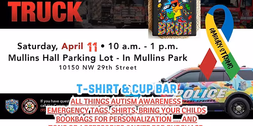 Autism awareness Touch a truck event by Coral Springs Police Dept 