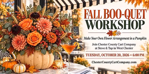 Make a flower arrangement in a pumpkin at Stove & Tap in West Chester!