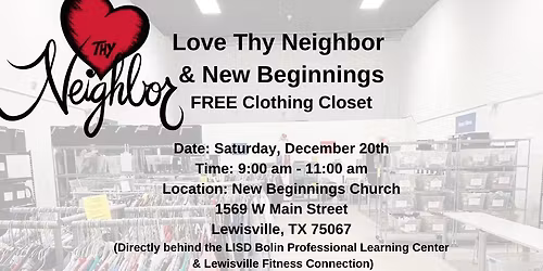 \ud83c\udf1f **Love Thy Neighbor's Clothing Assistance Program Free Clothing Closet Shop Day!** \ud83c\udf1f