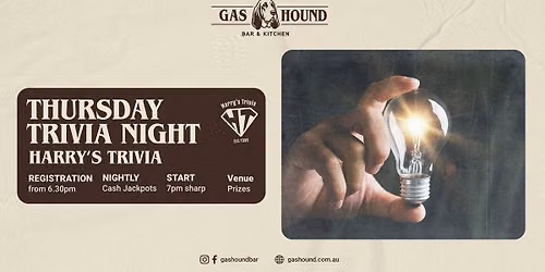 Harry's Trivia - Every Thursday at Gas Hound