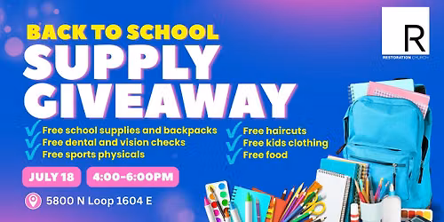 BACK TO SCHOOL SUPPLY GIVEAWAY