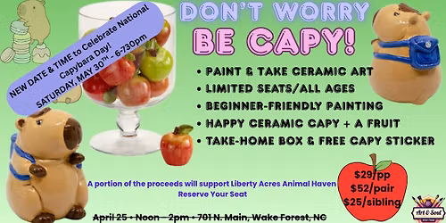 PALETTE PALS: DON\u2019T WORRY, BE CAPY! \ud83d\udc3e\ud83c\udf4e - 2 Ceramics, Free Sticker, Pure Family Fun!