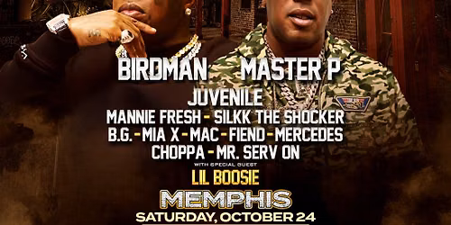 Cash Money & No Limit Tour: Master P Birdman Juvenile & Mannie Fresh