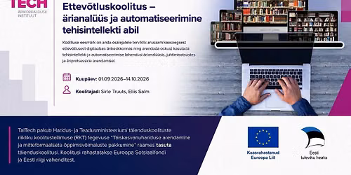 Tasuta ettev\u00f5tluskoolitus \u2013 \u00e4rianal\u00fc\u00fcs ja automatiseerimine tehisintellekti abil