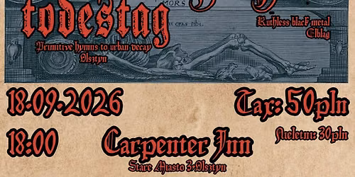 Night Slasher (LT), Hexenaltar, Berceuse, MitHoH, Todestag | 18.09 | Carpenter Inn, Olsztyn