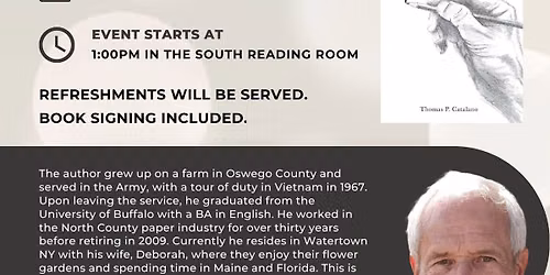 Ages 18+ Poetry and Prose Reading with Author Tom Catalano