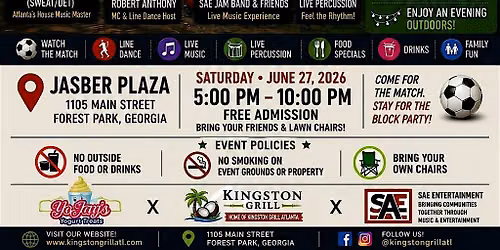 Jasber Plaza Presents: Outdoor Soccer Viewing & Line Dancing