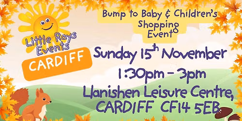 CARDIFF - Sunday 15th November 2026- Little Rays Bump to Baby & Children's Shopping Event