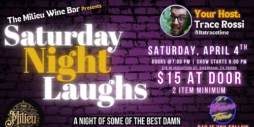 Saturday Night Laughs at The Milieu Wine Bar