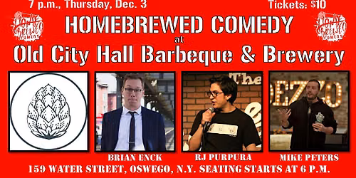Homebrewed Comedy at Old City Hall Barbeque & Brewery