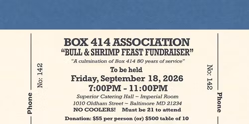 Box 414 - 80th Anniversary Bull & Shrimp Feast
