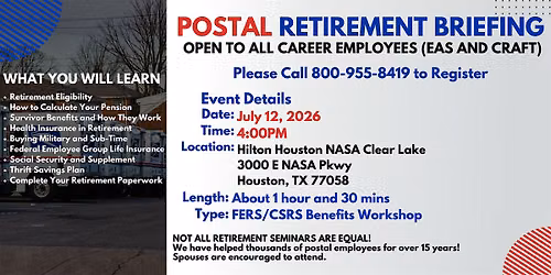 Postal Retirement Seminar - Houston - 07\/12\/26(4PM)