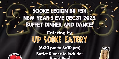 New Year's Eve Dinner & Dance - Sooke Legion - Bring in 2026 with Last Night In Vegas