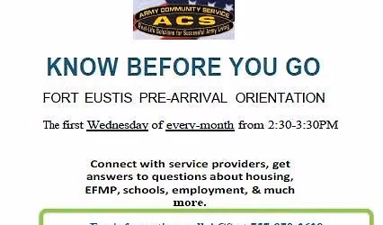 Fort Eustis Know Before You Go - Pre-Arrival Orientation