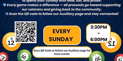 Sunday Bingo -Auxiliary VFW Post 5408