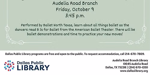 Ballet Story Hour: B Is For Ballet