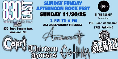 Sunday Funday Afternoon Rock Fest at 830East at 2pm
