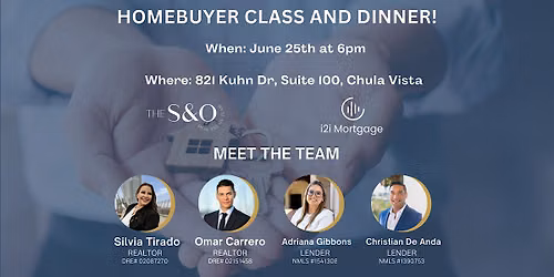 Homebuyer Class and Dinner! Come alone or bring a friend!