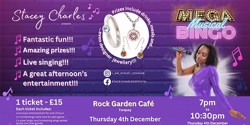 \u2b50MEGA\u2b50 Musical Bingo at Rock Garden Caf\u00e9 (Torquay) - Thursday 4th December 7pm