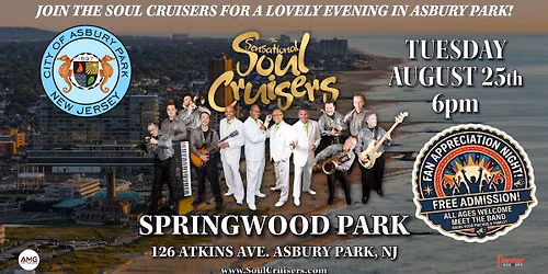 Soul Cruisers Free Concert in Asbury Park NJ Tuesday August 25