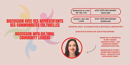 Discussion communaut\u00e9s culturelles\/Cultural Communities Discussion - PLQ