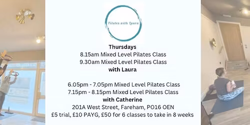 Thursday morning and evening Pilates classes in Fareham