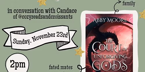 Abby Moore The Court of Unforgiving Gods Book Launch 