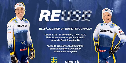 REUSE \u2013 Utf\u00f6rs\u00e4ljning av L\u00e4ngdlandslagets kl\u00e4der p\u00e5 Downtown Camper by Scandic