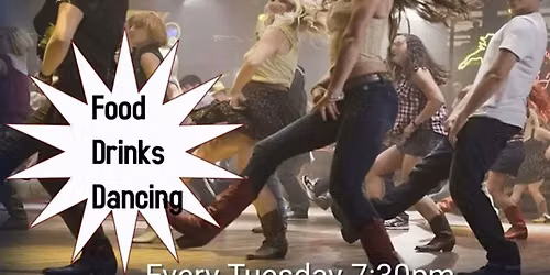 Line dancing . Food, drinks and fun times