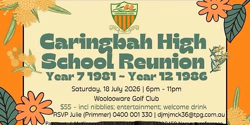 Caringbah High 40 years from Year 12 - 1986