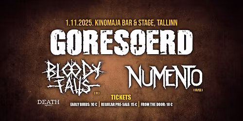 The Dark Journey (Tallinn) with Goresoerd, Bloody Falls (FI) & Numento (FI\/EE)