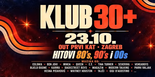 KLUB 30+ | Zabava za 30+ GENERACIJU - 23.10.