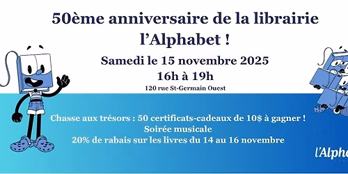50e anniversaire de la librairie l'Alphabet !