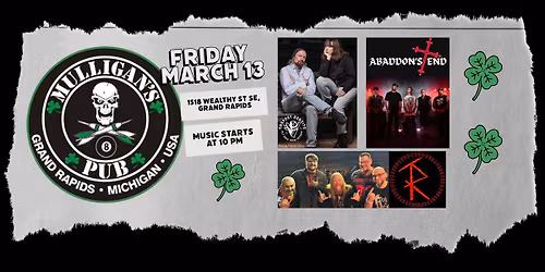 Mulligan's Pub Rock Show featuring Snapcat Bandits, Abaddon's End & Renegade Train