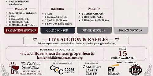 Open Hearts Dinner benefitting The Children's Heart Lane