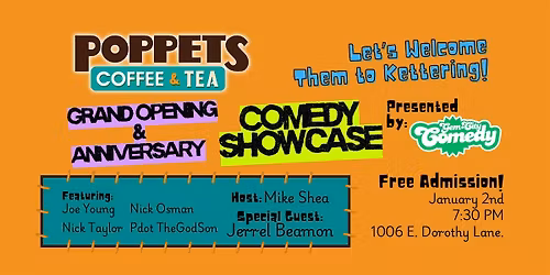 Poppets Coffee & Tea Grand Opening & Anniversary Comedy Showcase