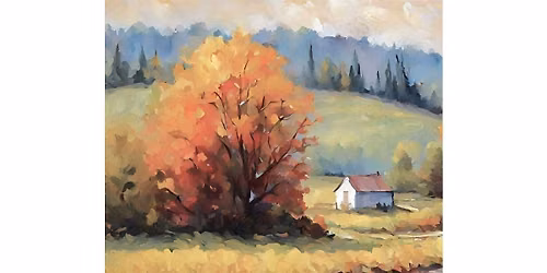 Cottage in the Hills, Acrylic Fall Landscape Painting Class