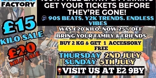 Thrift Factory London Vintage Kilo Sale \u00a315\/kg | Y2K & 90s Fashion Pop-Up