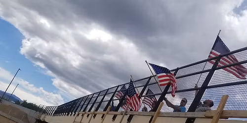 Memorial Day Flag Waving Over Buchanan Liberty Bridge