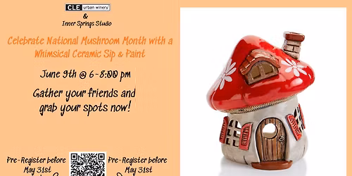 Ceramic Mushroom Lantern Sip & Paint @ CLE Urban Winery