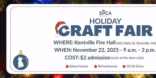 Nova Scotia SPCA Kings Thrift Store Holiday Craft Fair!