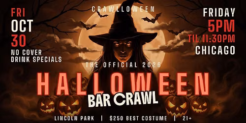 Chicago Halloween Bar Crawl 2026 - Lincoln Park - Fri, Oct 30