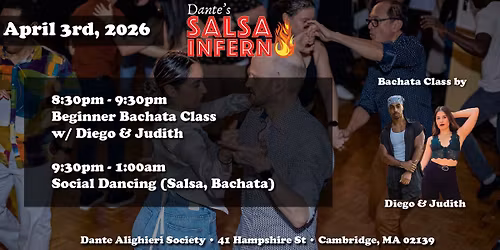 Dante's Salsa Inferno April 3rd Salsa\/Bachata Social!